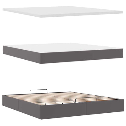 Ottoman-Bett mit Matratzen & LEDs Grau 160x200 cm Kunstleder