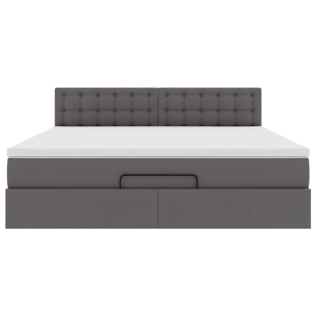 Ottoman-Bett mit Matratzen & LEDs Grau 160x200 cm Kunstleder