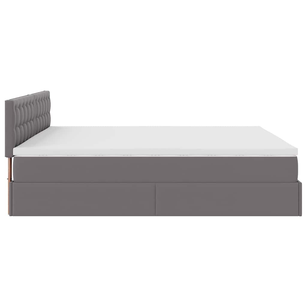 Ottoman-Bett mit Matratzen & LEDs Grau 160x200 cm Kunstleder
