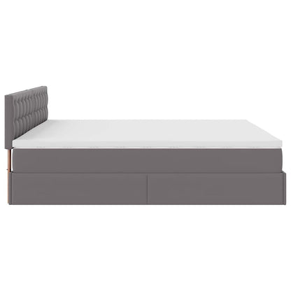 Ottoman-Bett mit Matratzen & LEDs Grau 160x200 cm Kunstleder