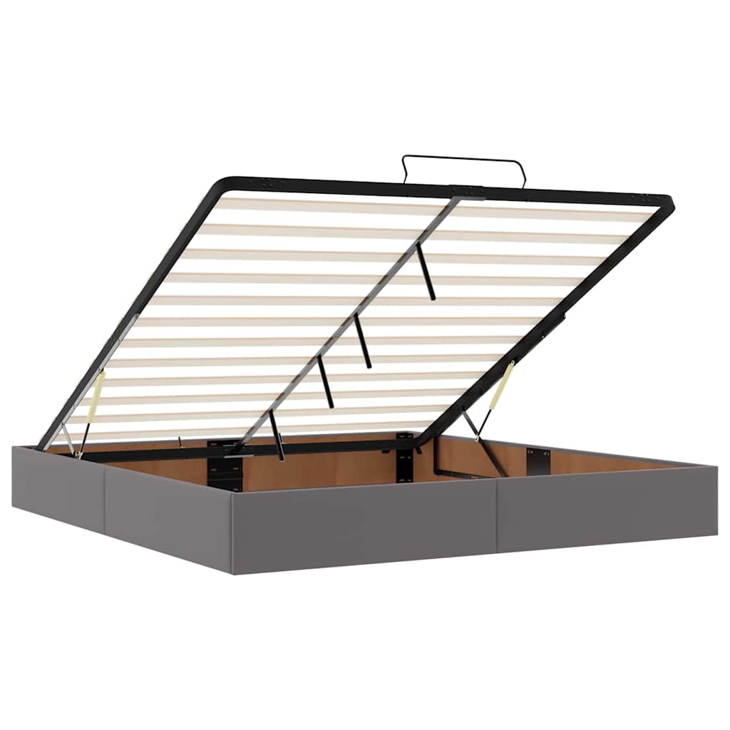 Ottoman-Bett mit Matratzen & LEDs Grau 160x200 cm Kunstleder