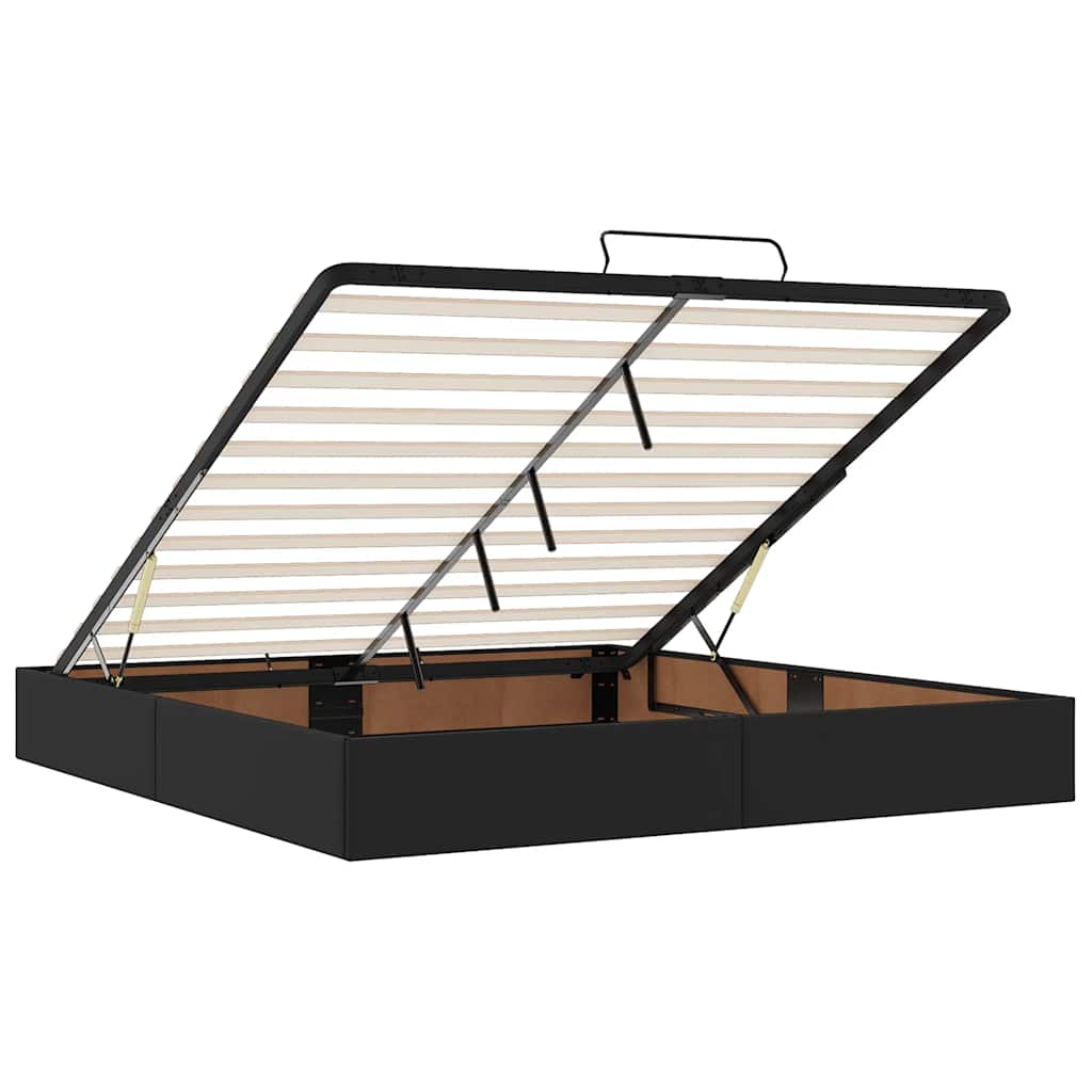 Ottoman-Bett mit Matratzen & LEDs Schwarz 180x200 cm Kunstleder