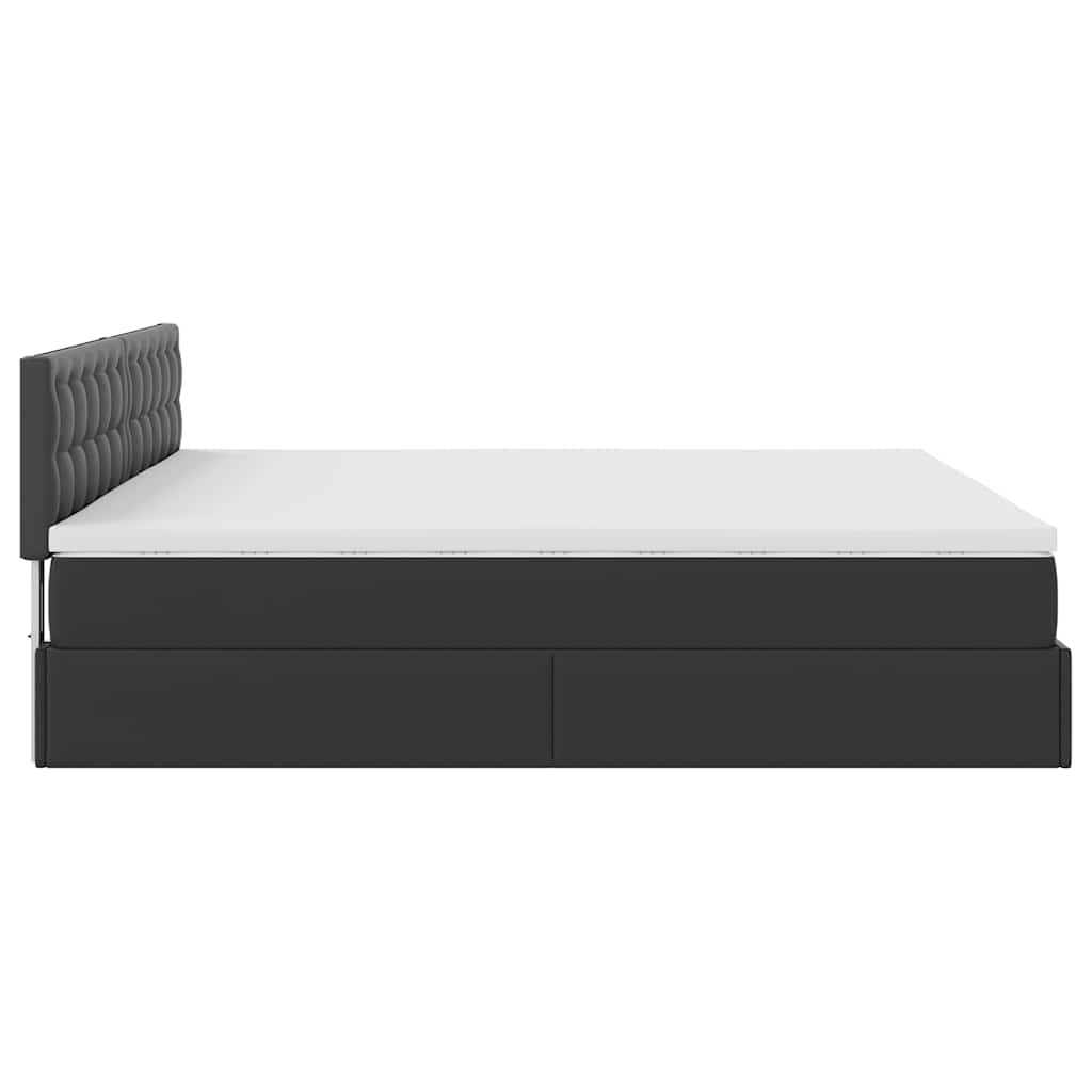 Ottoman-Bett mit Matratzen & LEDs Schwarz 180x200 cm Kunstleder