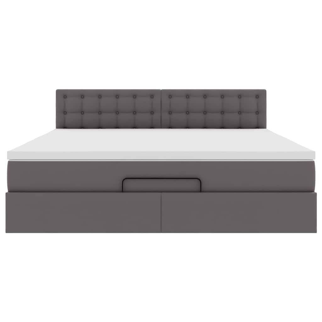 Ottoman-Bett mit Matratzen & LEDs Grau 180x200 cm Kunstleder