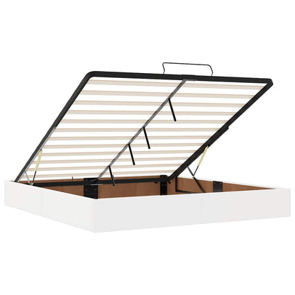 Ottoman-Bett mit Matratzen & LEDs Reinweiß 200x200cm Kunstleder