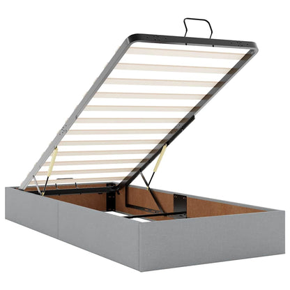 Ottomane Bett mit Matratze & LEDs Hellgrau 80x200 cm Stoff