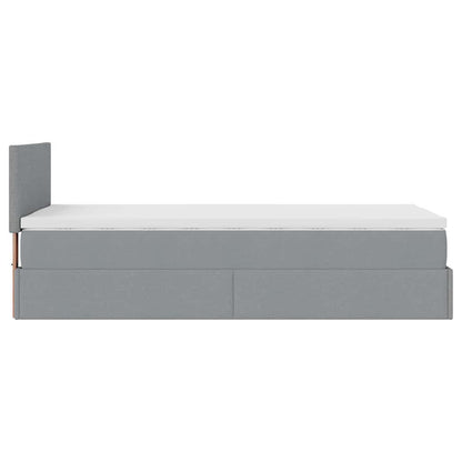Ottomane Bett mit Matratze & LEDs Hellgrau 80x200 cm Stoff