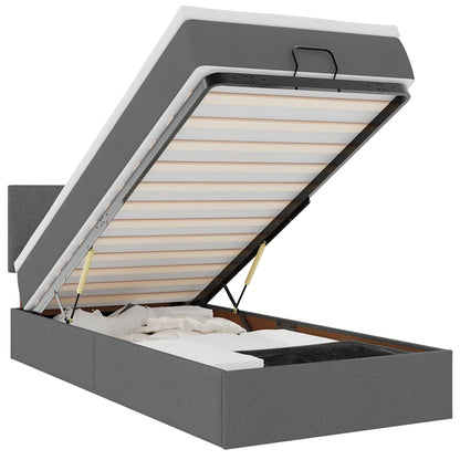 Ottomane Bett mit Matratze & LEDs Dunkelgrau 80x200 cm Stoff