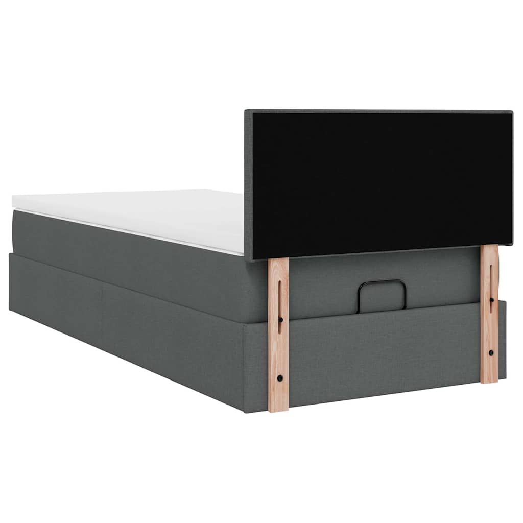 Ottomane Bett mit Matratze & LEDs Dunkelgrau 80x200 cm Stoff