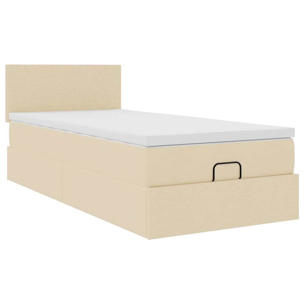 Ottoman-Bett mit Matratze & LEDs Creme 80x200 cm Stoff