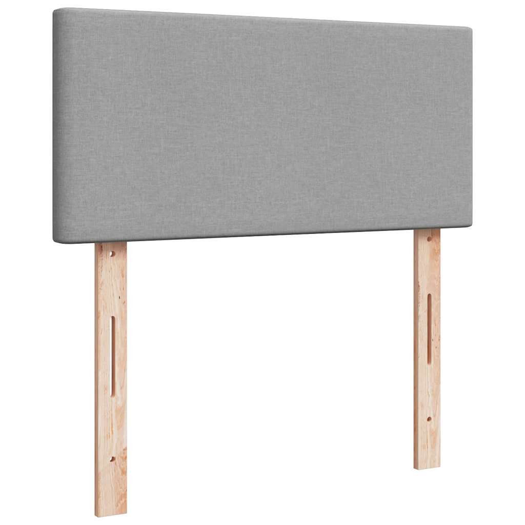 Ottoman-Bett mit Matratze & LEDs Hellgrau 90x190 cm Stoff