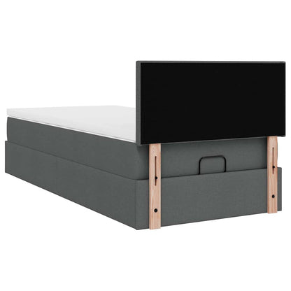 Ottoman-Bett mit Matratze & LEDs Dunkelgrau 90x190 cm Stoff