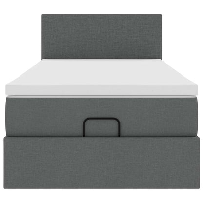 Ottomane Bett mit Matratze & LEDs Dunkelgrau 90x200 cm Stoff