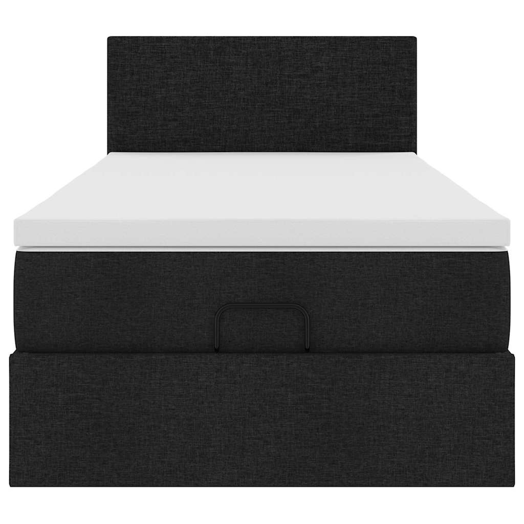 Ottoman-Bett mit Matratze & LEDs Schwarz 90x200 cm Stoff