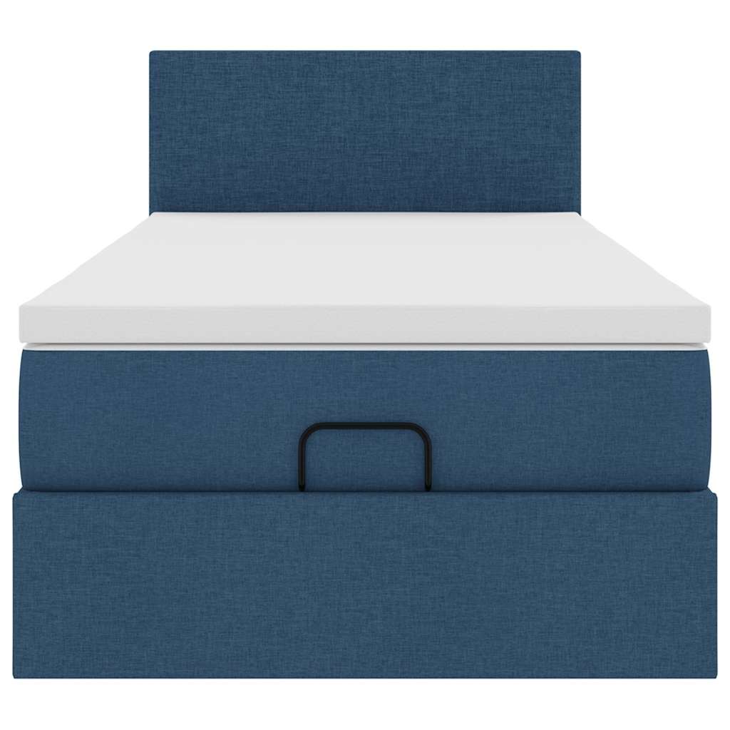 Ottomane Bett mit Matratze & LEDs Blau 90x200 cm Stoff