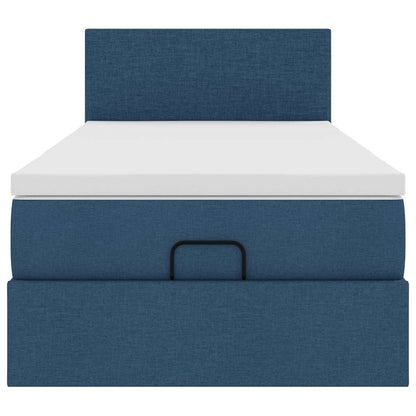Ottomane Bett mit Matratze & LEDs Blau 90x200 cm Stoff