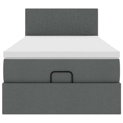 Ottoman-Bett mit Matratze & LEDs Dunkelgrau 100x200 cm Stoff