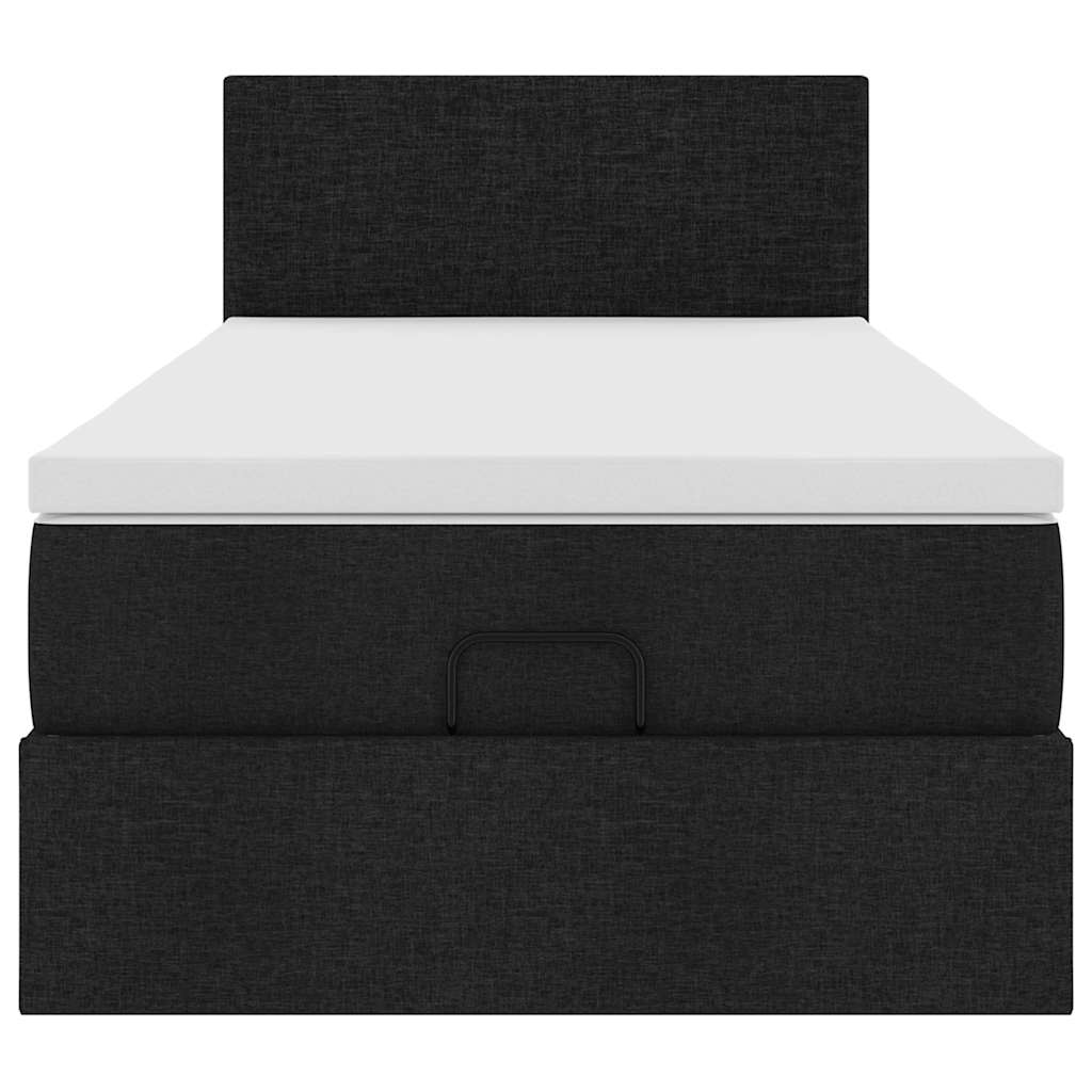 Ottoman-Bett mit Matratze & LEDs Schwarz 100x200 cm Stoff