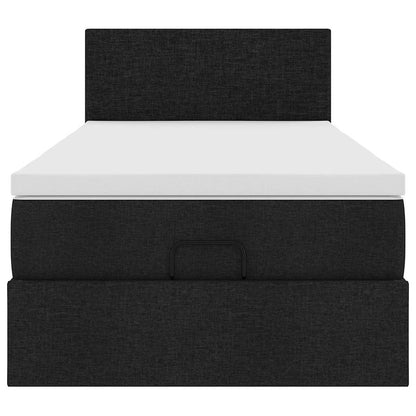 Ottoman-Bett mit Matratze & LEDs Schwarz 100x200 cm Stoff