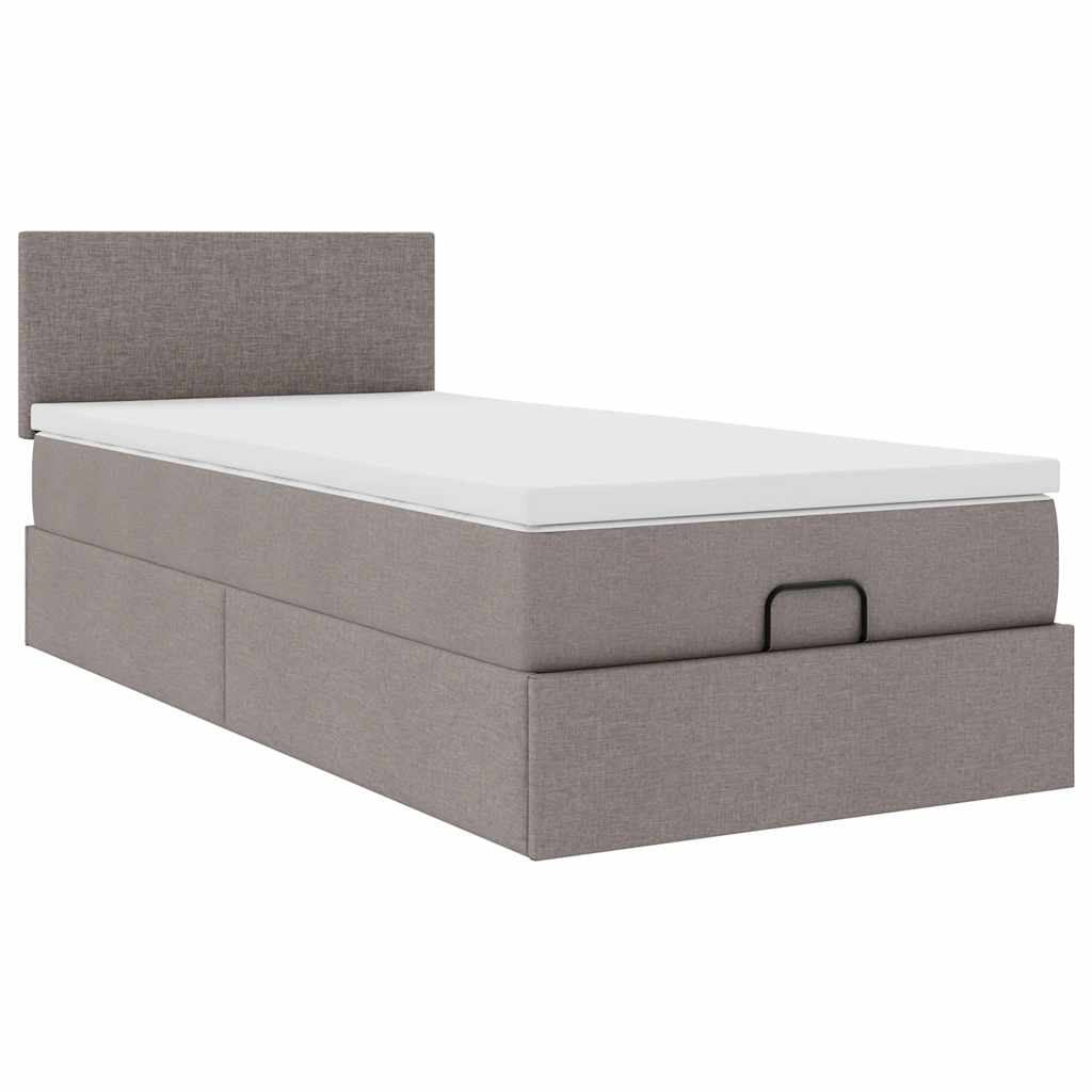 Ottoman-Bett mit Matratze & LEDs Taupe 100x200 cm Stoff