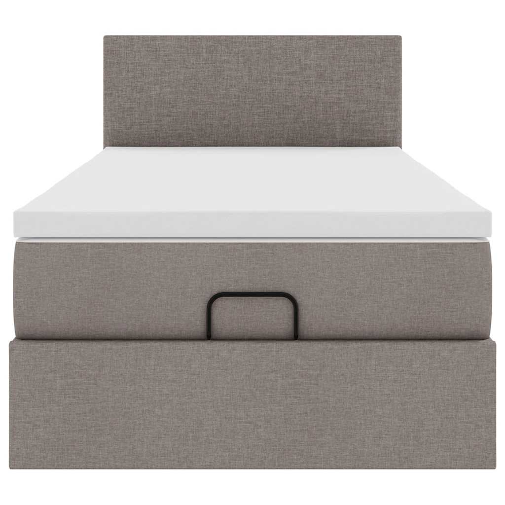 Ottoman-Bett mit Matratze & LEDs Taupe 100x200 cm Stoff