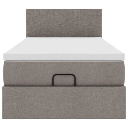 Ottoman-Bett mit Matratze & LEDs Taupe 100x200 cm Stoff