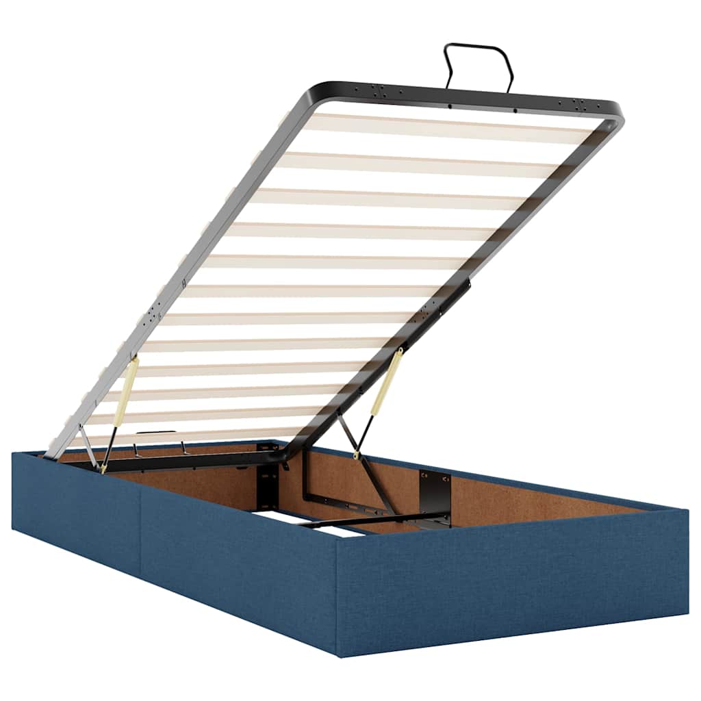 Ottomane Bett mit Matratze & LEDs Blau 100x200 cm Stoff