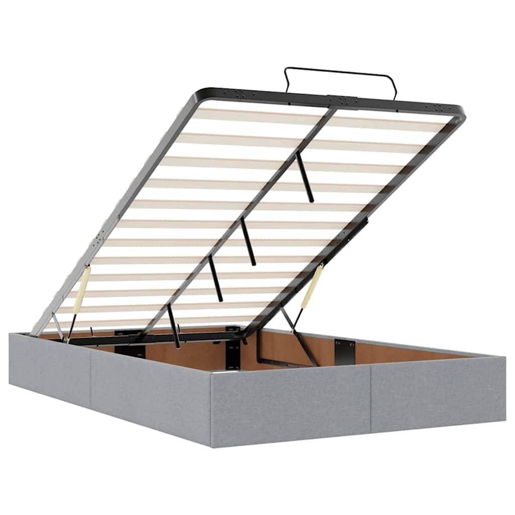 Ottoman-Bett mit Matratze & LEDs Hellgrau 120x190 cm Stoff