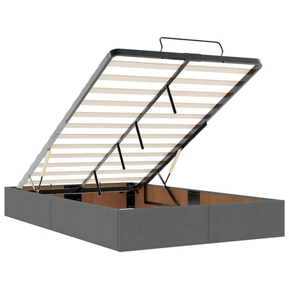 Ottomane Bett mit Matratze & LEDs Dunkelgrau 120x190 cm Stoff