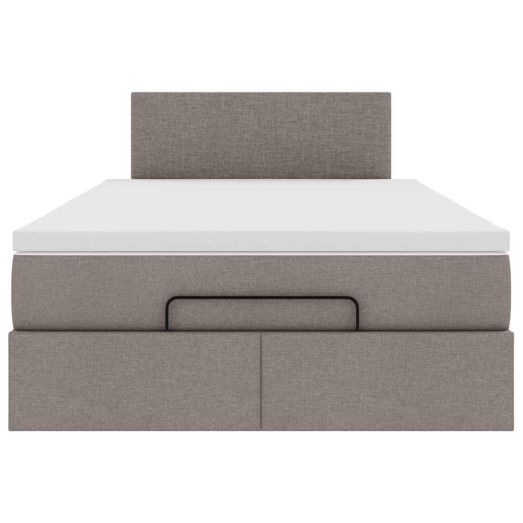 Ottomane Bett mit Matratze & LEDs Taupe 120x190 cm Stoff