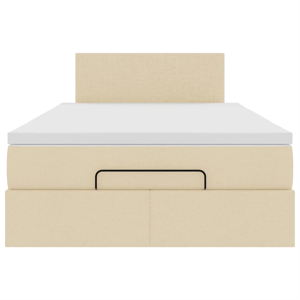 Ottomane Bett mit Matratze & LEDs Creme 120x190 cm Stoff