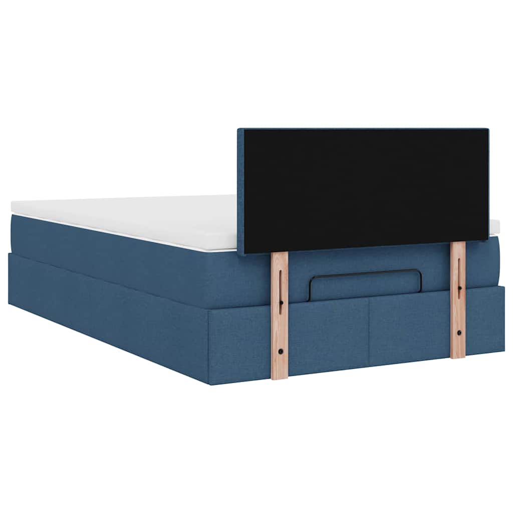 Ottomane Bett mit Matratze & LEDs Blau 120x190 cm Stoff