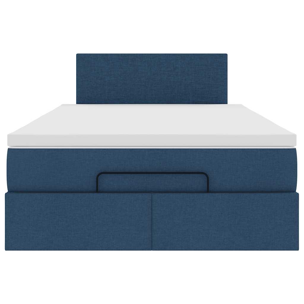 Ottomane Bett mit Matratze & LEDs Blau 120x190 cm Stoff