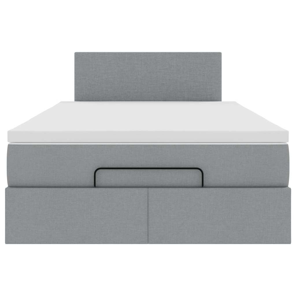 Ottoman-Bett mit Matratze & LEDs Hellgrau 120x200 cm Stoff