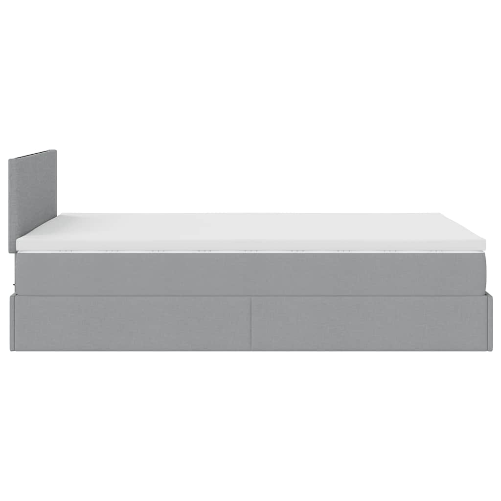 Ottoman-Bett mit Matratze & LEDs Hellgrau 120x200 cm Stoff