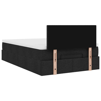 Ottoman-Bett mit Matratze & LEDs Schwarz 120x200 cm Stoff