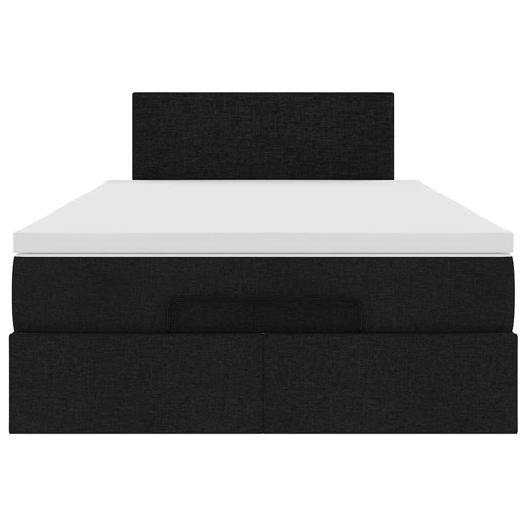 Ottoman-Bett mit Matratze & LEDs Schwarz 120x200 cm Stoff