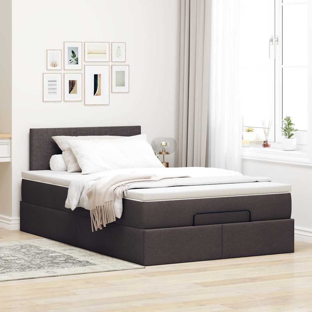 Ottoman-Bett mit Matratze & LEDs Dunkelbraun 120x200 cm Stoff