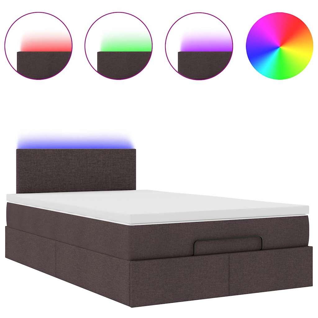 Ottoman-Bett mit Matratze & LEDs Dunkelbraun 120x200 cm Stoff