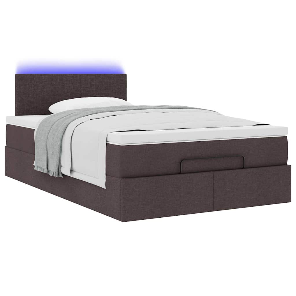 Ottoman-Bett mit Matratze & LEDs Dunkelbraun 120x200 cm Stoff