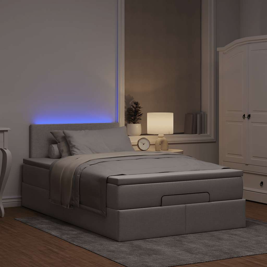 Ottoman-Bett mit Matratze & LEDs Taupe 120x200 cm Stoff