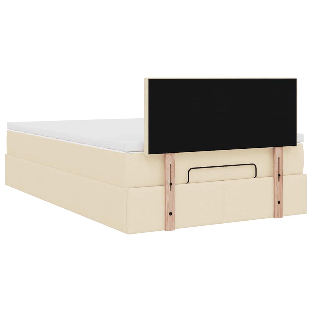 Ottoman-Bett mit Matratze & LEDs Creme 120x200 cm Stoff