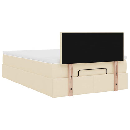 Ottoman-Bett mit Matratze & LEDs Creme 120x200 cm Stoff