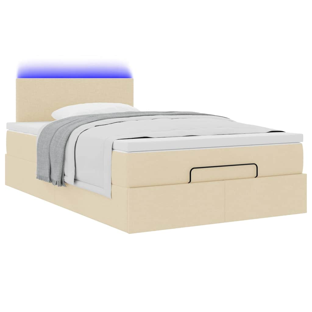 Ottoman-Bett mit Matratze & LEDs Creme 120x200 cm Stoff