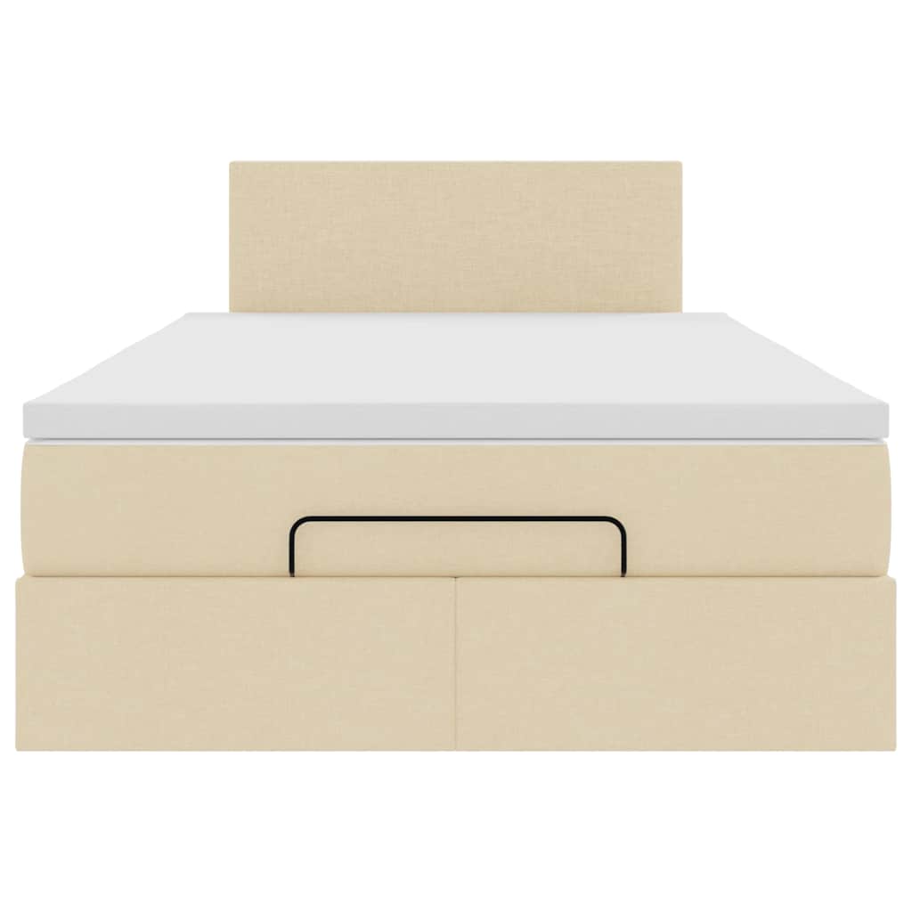 Ottoman-Bett mit Matratze & LEDs Creme 120x200 cm Stoff