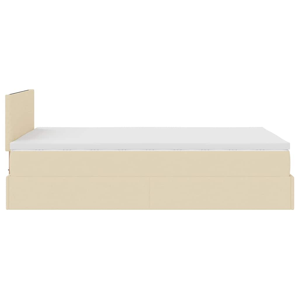 Ottoman-Bett mit Matratze & LEDs Creme 120x200 cm Stoff