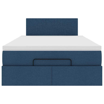 Ottomane Bett mit Matratze & LEDs Blau 120x200 cm Stoff