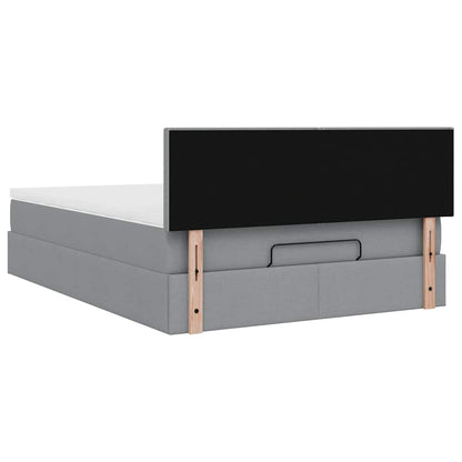 Ottomane Bett mit Matratze & LEDs Hellgrau 140x190 cm Stoff