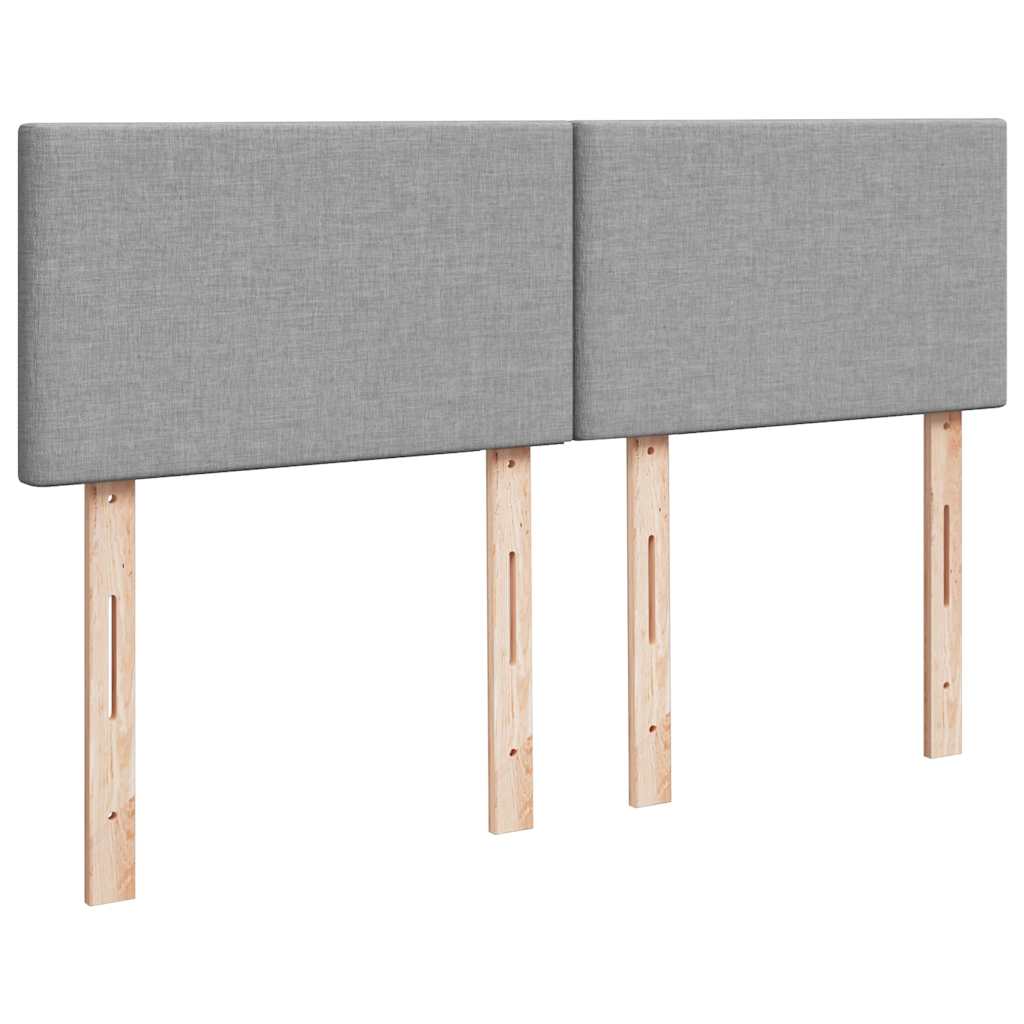 Ottomane Bett mit Matratze & LEDs Hellgrau 140x190 cm Stoff