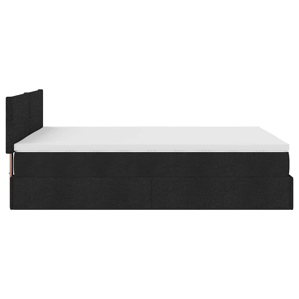 Ottomane Bett mit Matratze & LEDs Schwarz 140x190 cm Stoff